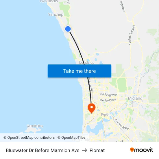 Bluewater Dr Before Marmion Ave to Floreat map