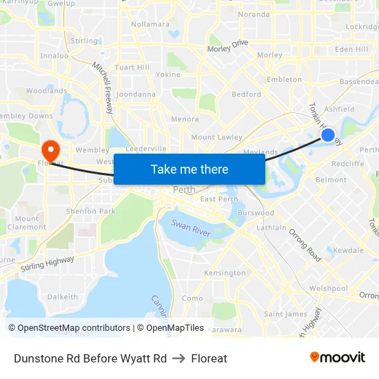 Dunstone Rd Before Wyatt Rd to Floreat map