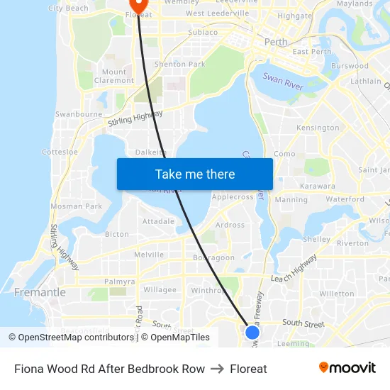 Fiona Wood Rd After Bedbrook Row to Floreat map