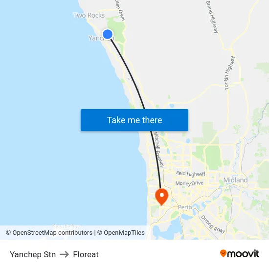 Yanchep Stn to Floreat map