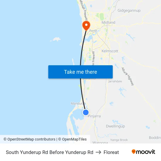 South Yunderup Rd Before Yunderup Rd to Floreat map