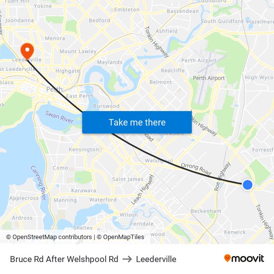 Bruce Rd After Welshpool Rd to Leederville map