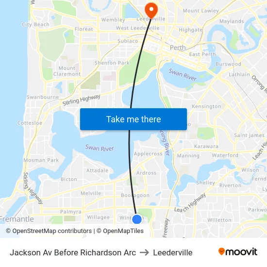 Jackson Av Before Richardson Arc to Leederville map