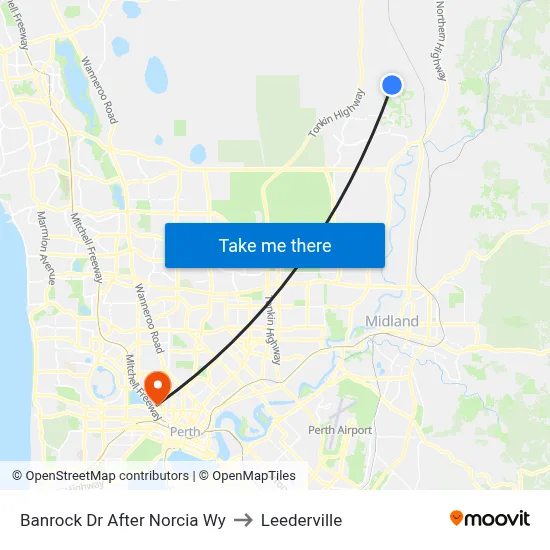 Banrock Dr After Norcia Wy to Leederville map