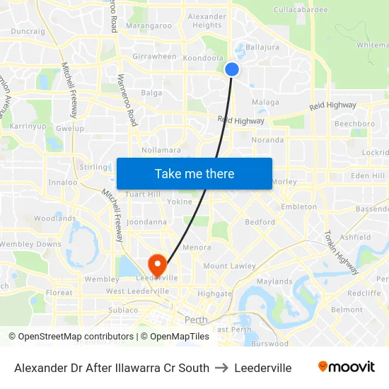 Alexander Dr After Illawarra Cr South to Leederville map