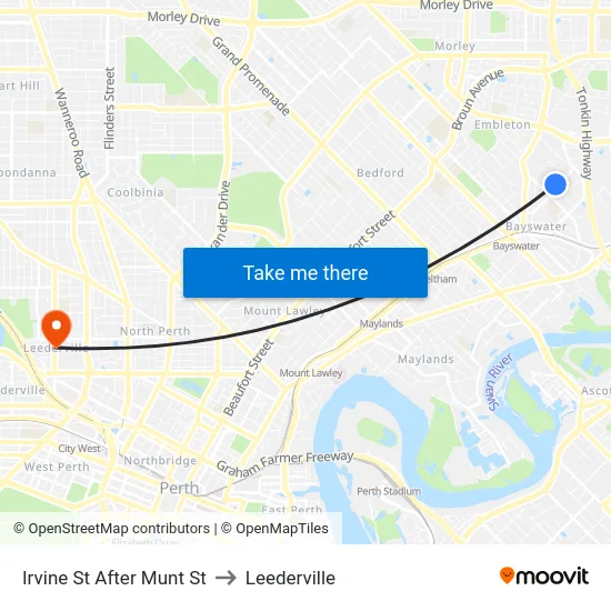 Irvine St After Munt St to Leederville map