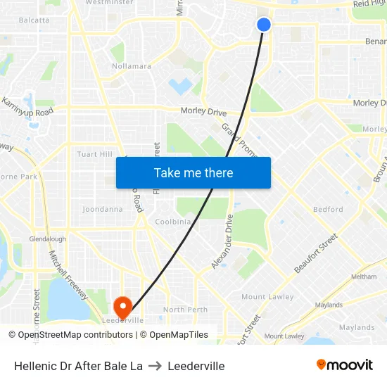 Hellenic Dr After Bale La to Leederville map