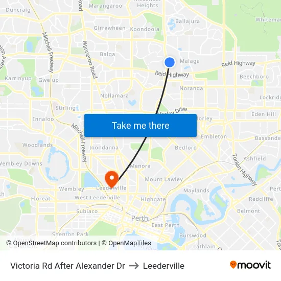 Victoria Rd After Alexander Dr to Leederville map