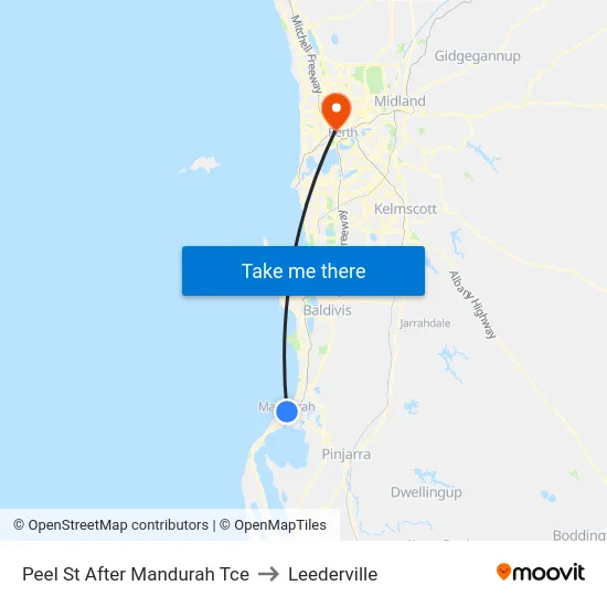 Peel St After Mandurah Tce to Leederville map