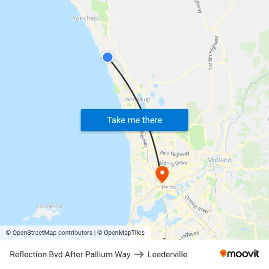 Reflection Bvd After Pallium Way to Leederville map