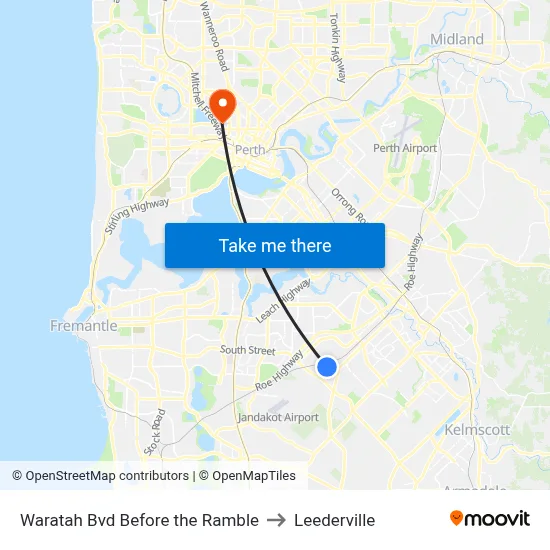Waratah Bvd Before the Ramble to Leederville map