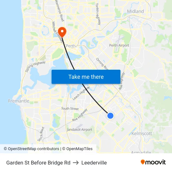 Garden St Before Bridge Rd to Leederville map