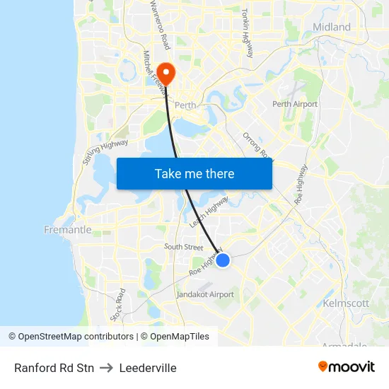 Ranford Rd Stn to Leederville map