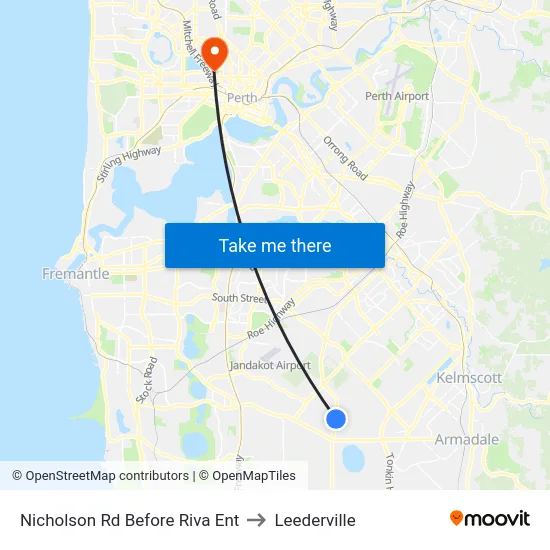Nicholson Rd Before Riva Ent to Leederville map
