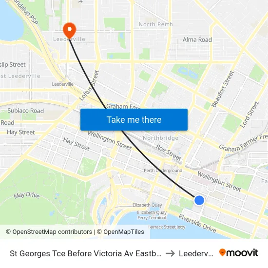 St Georges Tce Before Victoria Av Eastbound to Leederville map