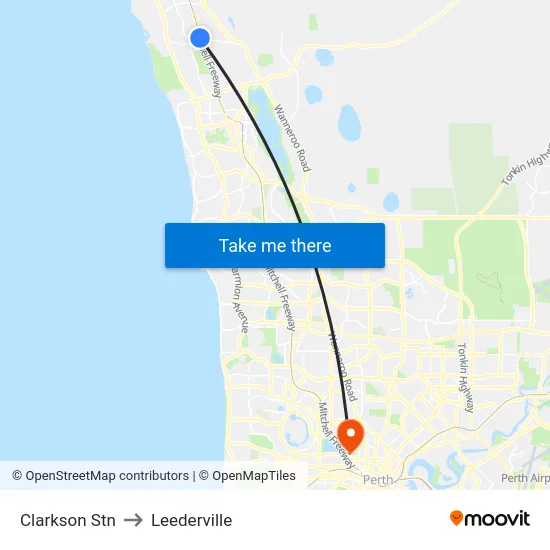 Clarkson Stn to Leederville map