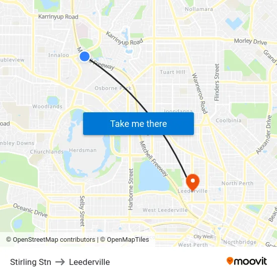 Stirling Stn to Leederville map