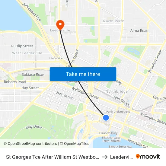 St Georges Tce After William St Westbound to Leederville map