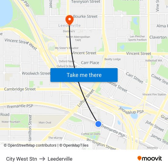 City West Stn to Leederville map