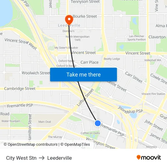 City West Stn to Leederville map