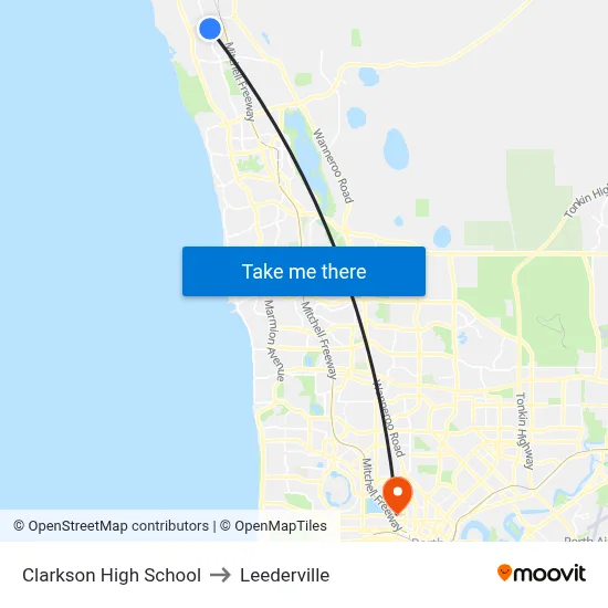 Clarkson High School to Leederville map