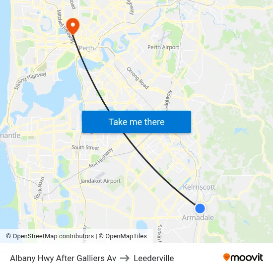 Albany Hwy After Galliers Av to Leederville map