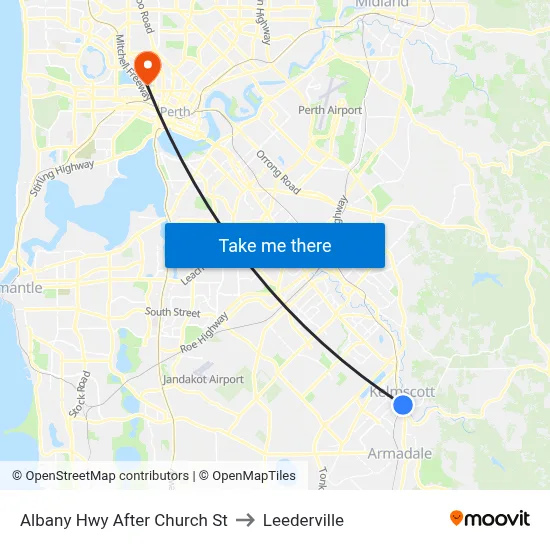 Albany Hwy After Church St to Leederville map