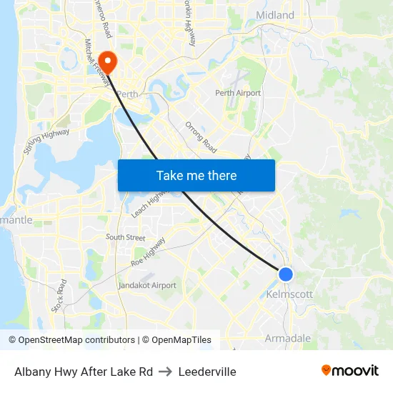 Albany Hwy After Lake Rd to Leederville map