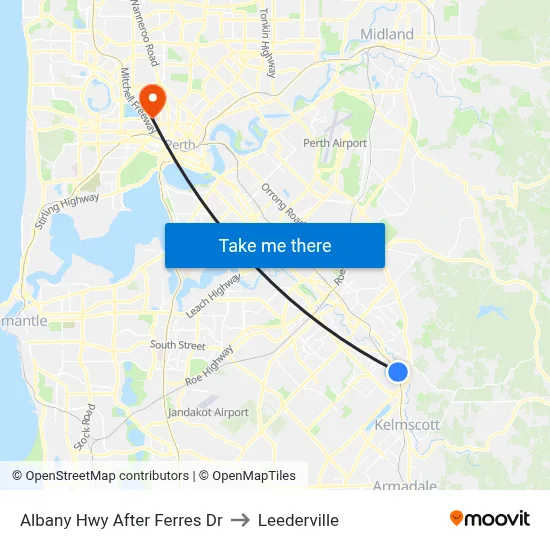 Albany Hwy After Ferres Dr to Leederville map