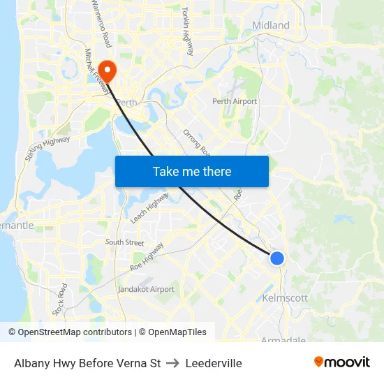 Albany Hwy Before Verna St to Leederville map