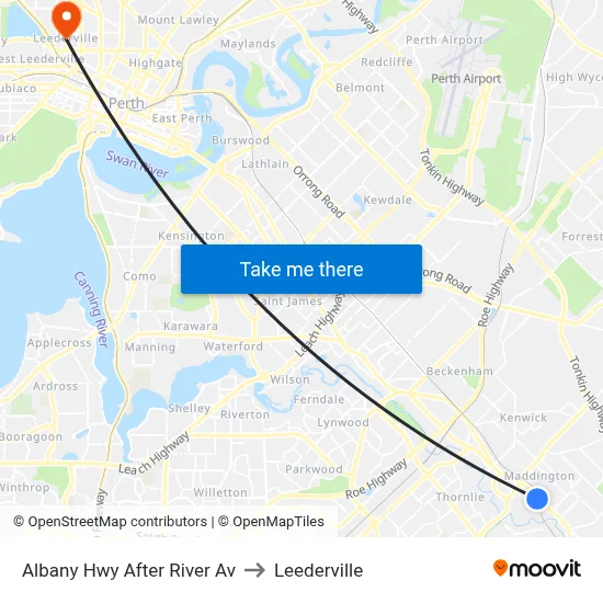 Albany Hwy After River Av to Leederville map