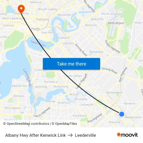 Albany Hwy After Kenwick Link to Leederville map