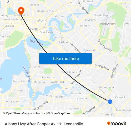 Albany Hwy After Cooper Av to Leederville map