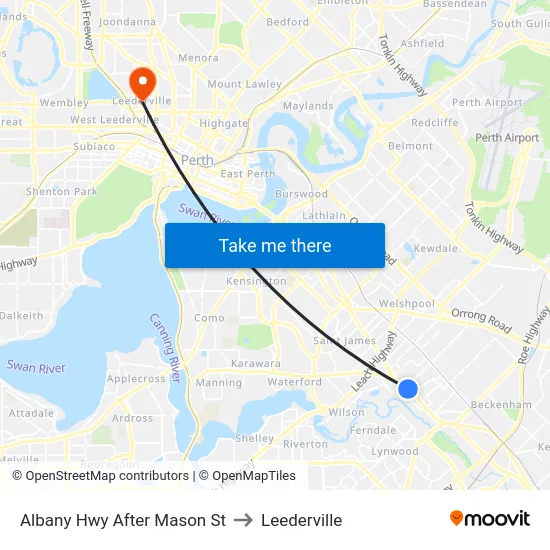 Albany Hwy After Mason St to Leederville map