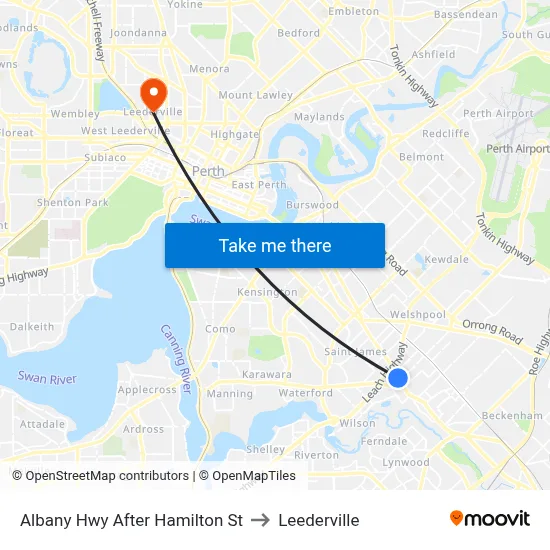 Albany Hwy After Hamilton St to Leederville map