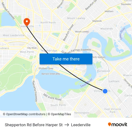 Shepperton Rd Before Harper St to Leederville map