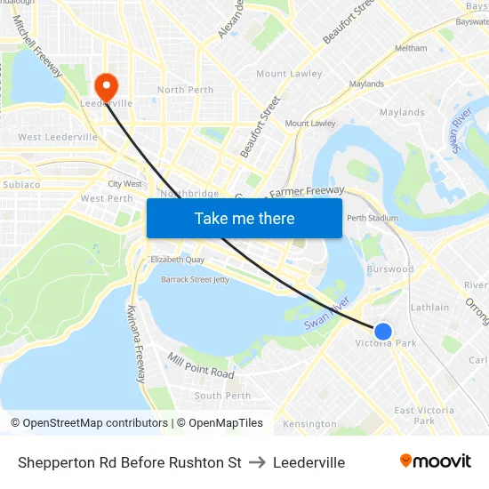 Shepperton Rd Before Rushton St to Leederville map