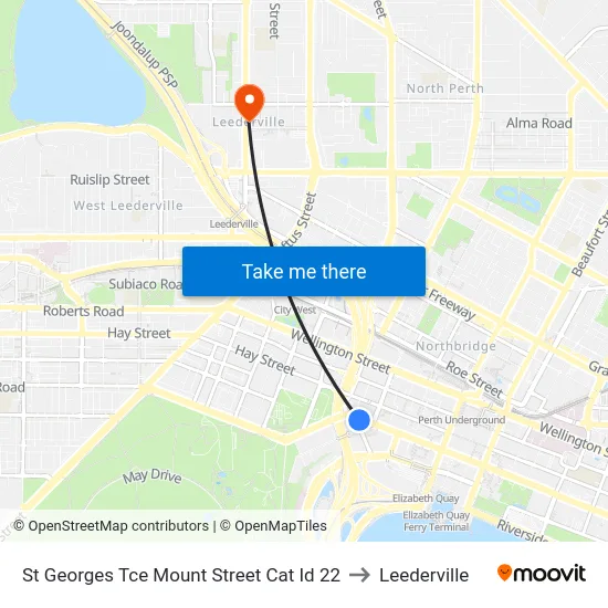 St Georges Tce Mount Street Cat Id 22 to Leederville map