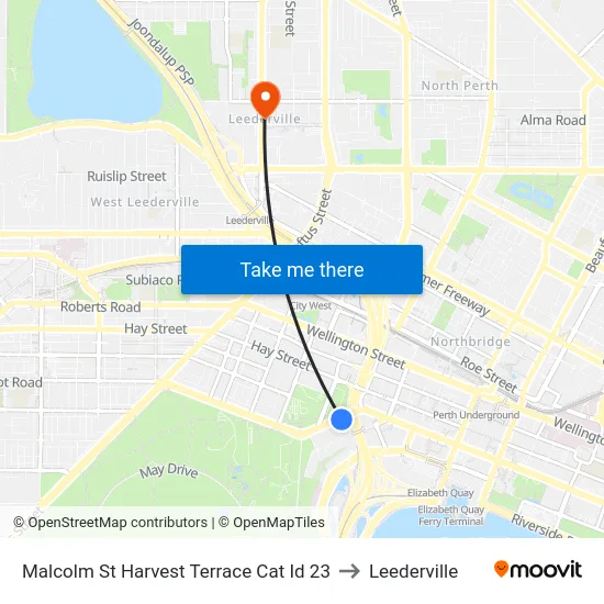 Malcolm St Harvest Terrace Cat Id 23 to Leederville map