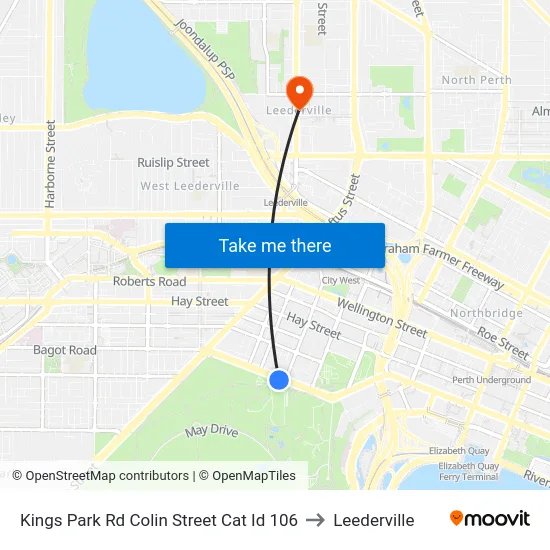 Kings Park Rd Colin Street Cat Id 106 to Leederville map