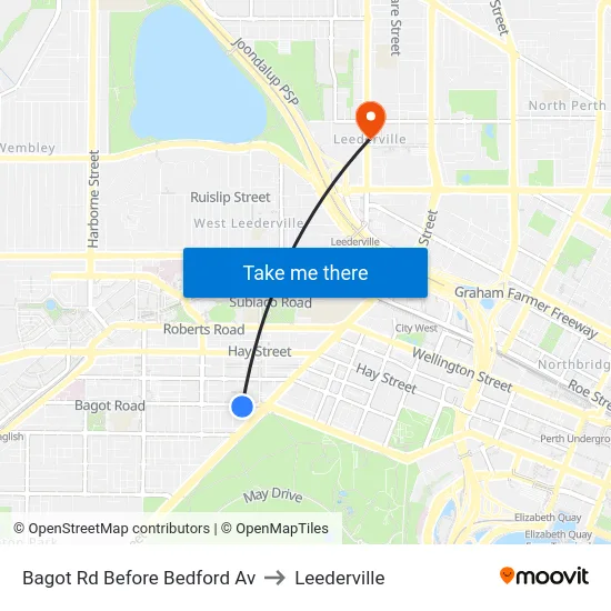 Bagot Rd Before Bedford Av to Leederville map