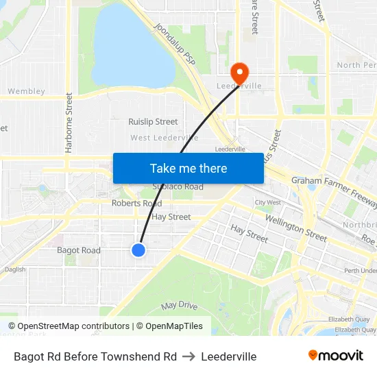 Bagot Rd Before Townshend Rd to Leederville map