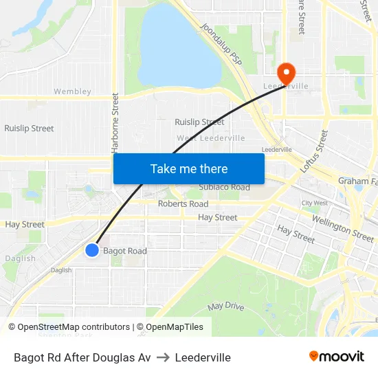 Bagot Rd After Douglas Av to Leederville map