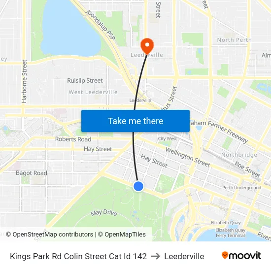 Kings Park Rd Colin Street Cat Id 142 to Leederville map