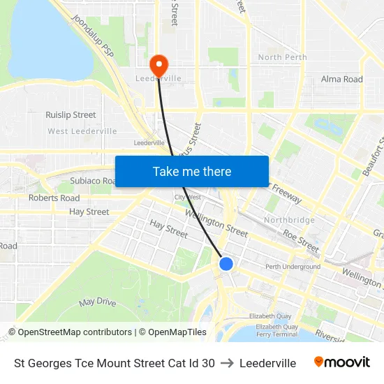 St Georges Tce Mount Street Cat Id 30 to Leederville map