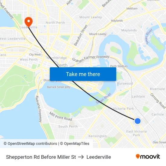 Shepperton Rd Before Miller St to Leederville map