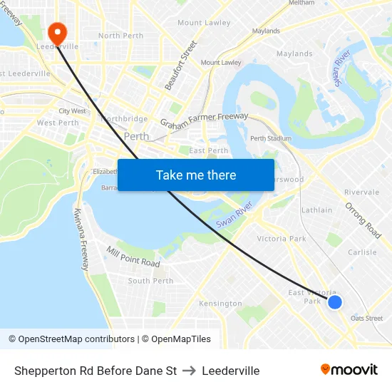 Shepperton Rd Before Dane St to Leederville map
