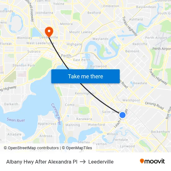 Albany Hwy After Alexandra Pl to Leederville map