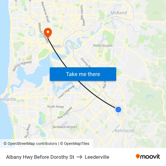 Albany Hwy Before  Dorothy  St to Leederville map