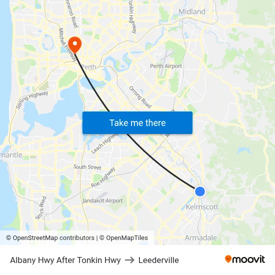 Albany Hwy After Tonkin Hwy to Leederville map